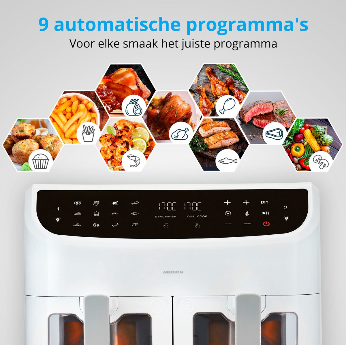 MEDION P20 XXL Dubbele Airfryer wit