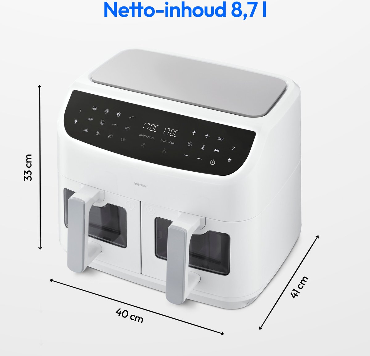 MEDION P20 XXL Dubbele Airfryer wit
