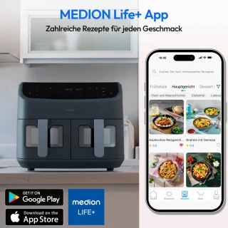 MEDION P20 XXL Heißluftfritteuse MD11760 matt grau