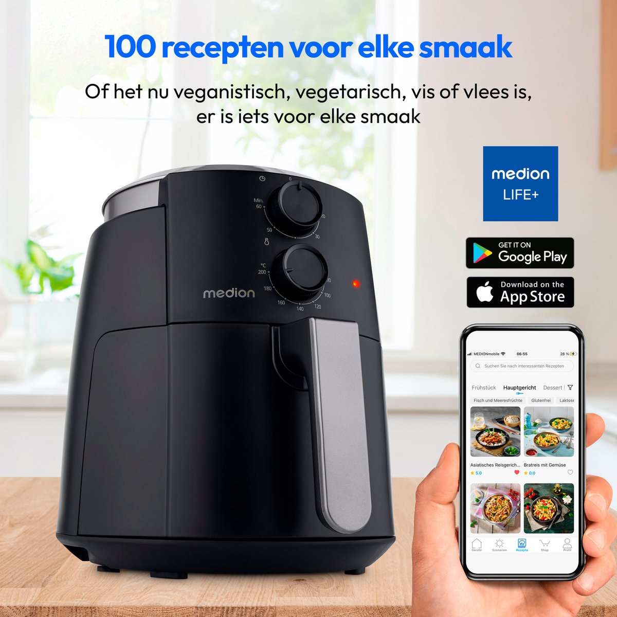 MEDION P30 L Heteluchtfriteuse 4,7L MD13020 zwart