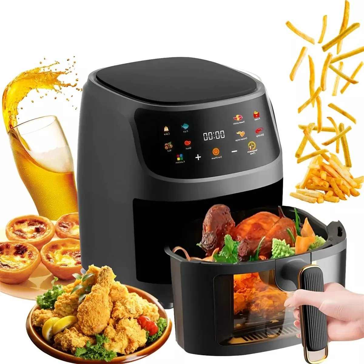 Mercadome Airfryer Heteluchtfriteuse 6L Zwart