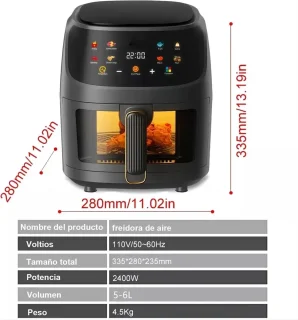 Mercadome Airfryer Heteluchtfriteuse 6L Zwart
