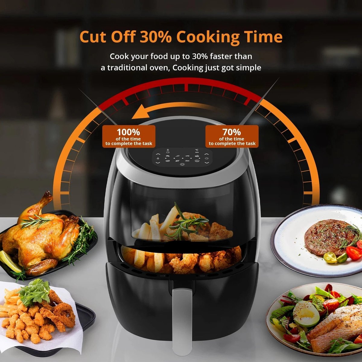 Merknaam Digitale Airfryer 8QT Zwart