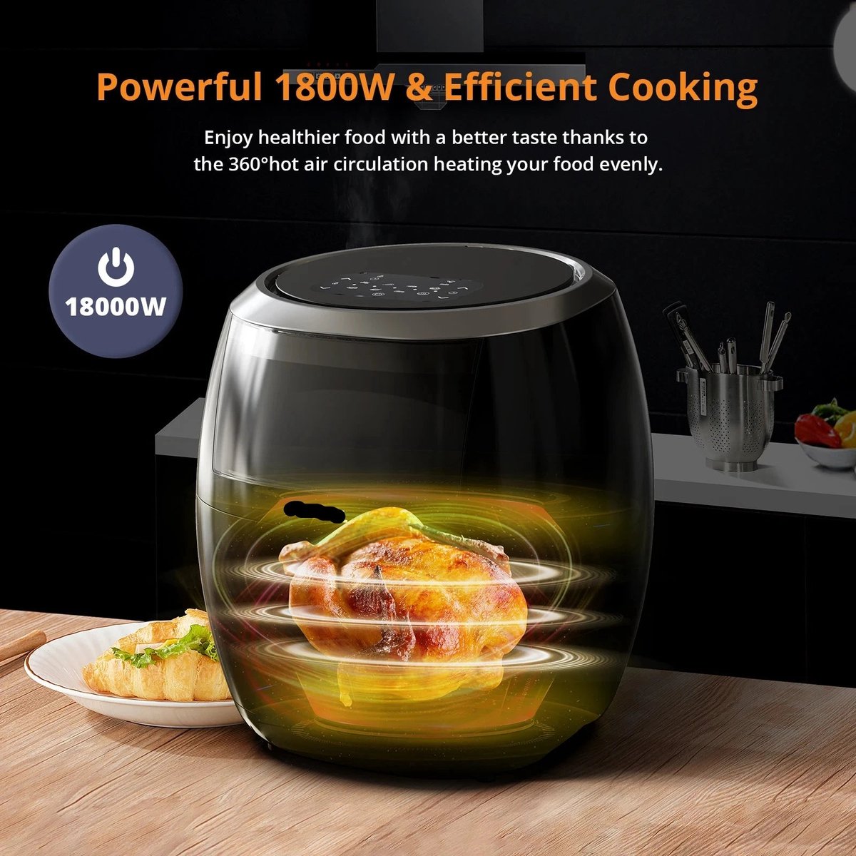 Merknaam Digitale Airfryer 8QT Zwart
