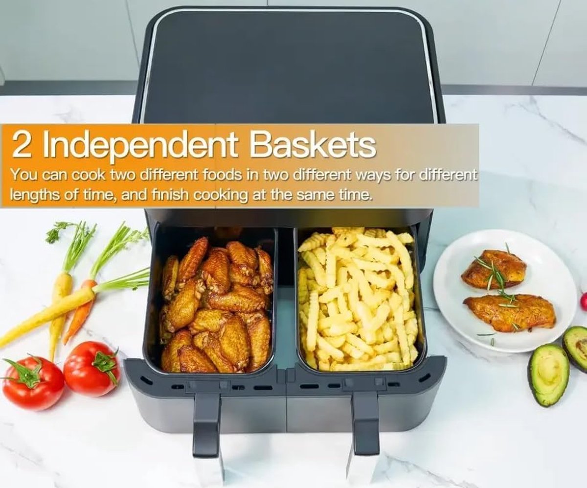 Michelino Dubbele Airfryer XXL 8L Zwart