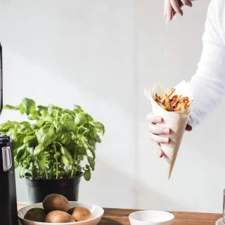 Mini Heteluchtfriteuse Roterende Mand