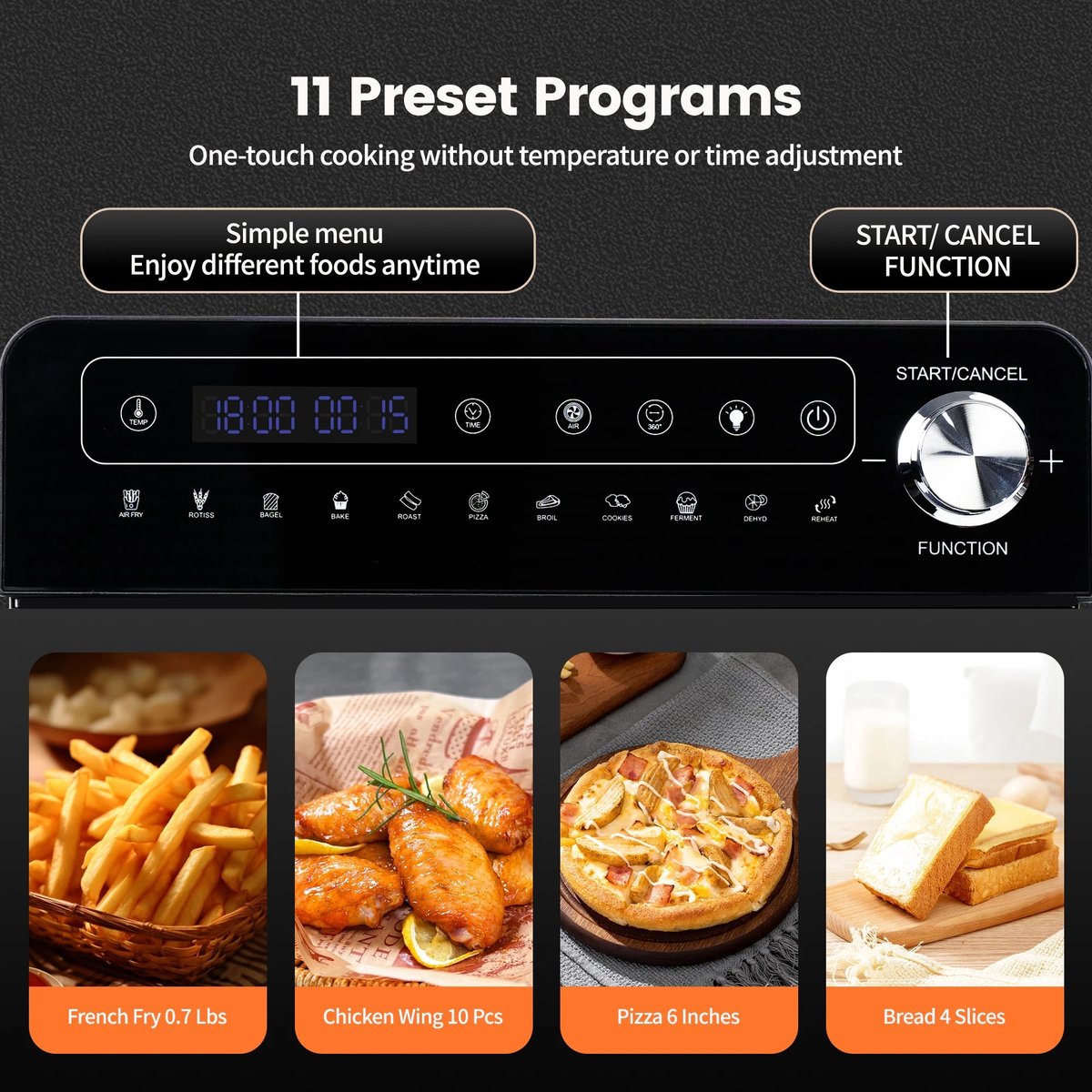 Mini Oven Heteluchtfriteuse 14L 1800W XXL LED Touchscreen