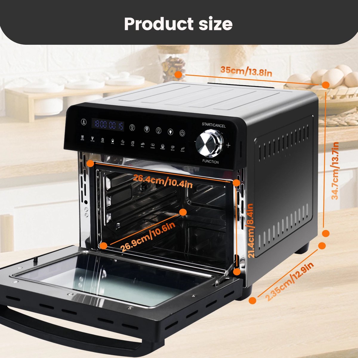 Mini Oven Heteluchtfriteuse 14L 1800W XXL LED Touchscreen