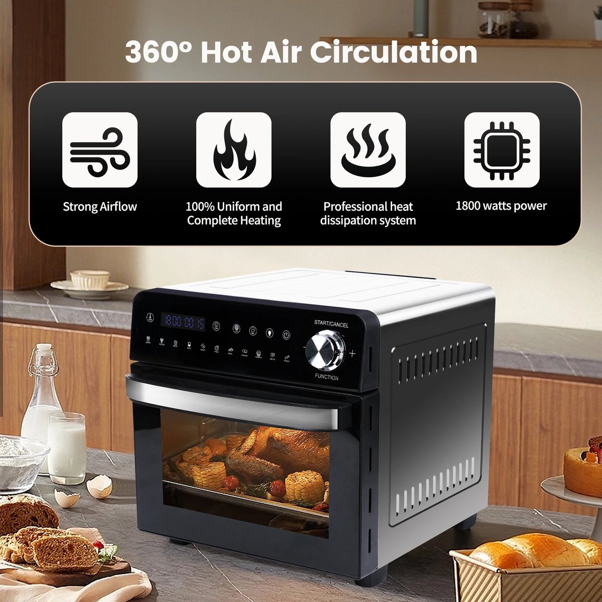 Mini Oven Heteluchtfriteuse 14L 1800W XXL LED Touchscreen