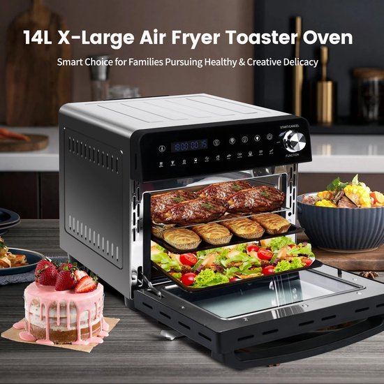 Mini Oven Heteluchtfriteuse 14L 1800W XXL LED Touchscreen