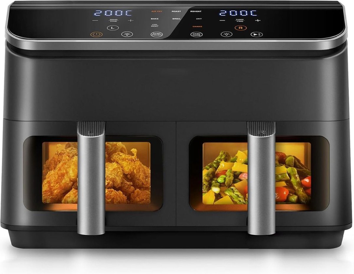 De MKSS® Dubbele Airfryer Duo 8.5L Zwart in één oogopslag