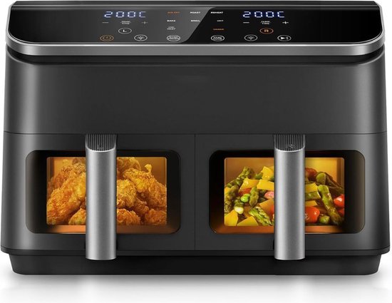 Dubbele Airfryer Duo 8.5L Zwart — Knapperig, snel en veelzijdig voor gezinnen