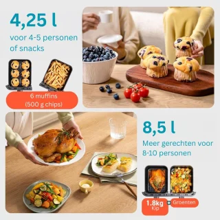 MKSS Duo Airfryer XXXL - Heteluchtfriteuse Zwart/Roségoud