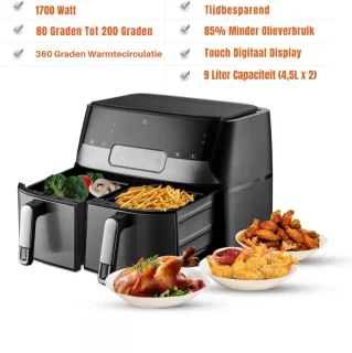 MMP® Dubbele Airfryer Heteluchtfriteuse