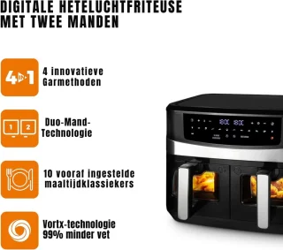 MMP® Duo Airfryer Heteluchtfriteuse Zwart