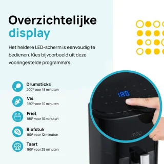 MOA Airfryer XL 4,5L Zwart
