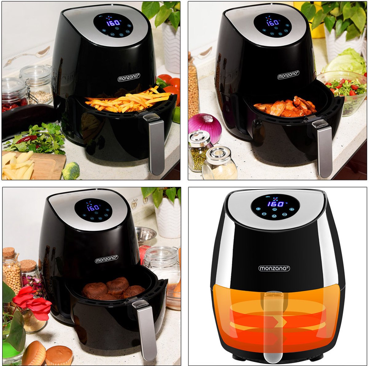 Monzana Heteluchtfriteuse 3,6L Zwart