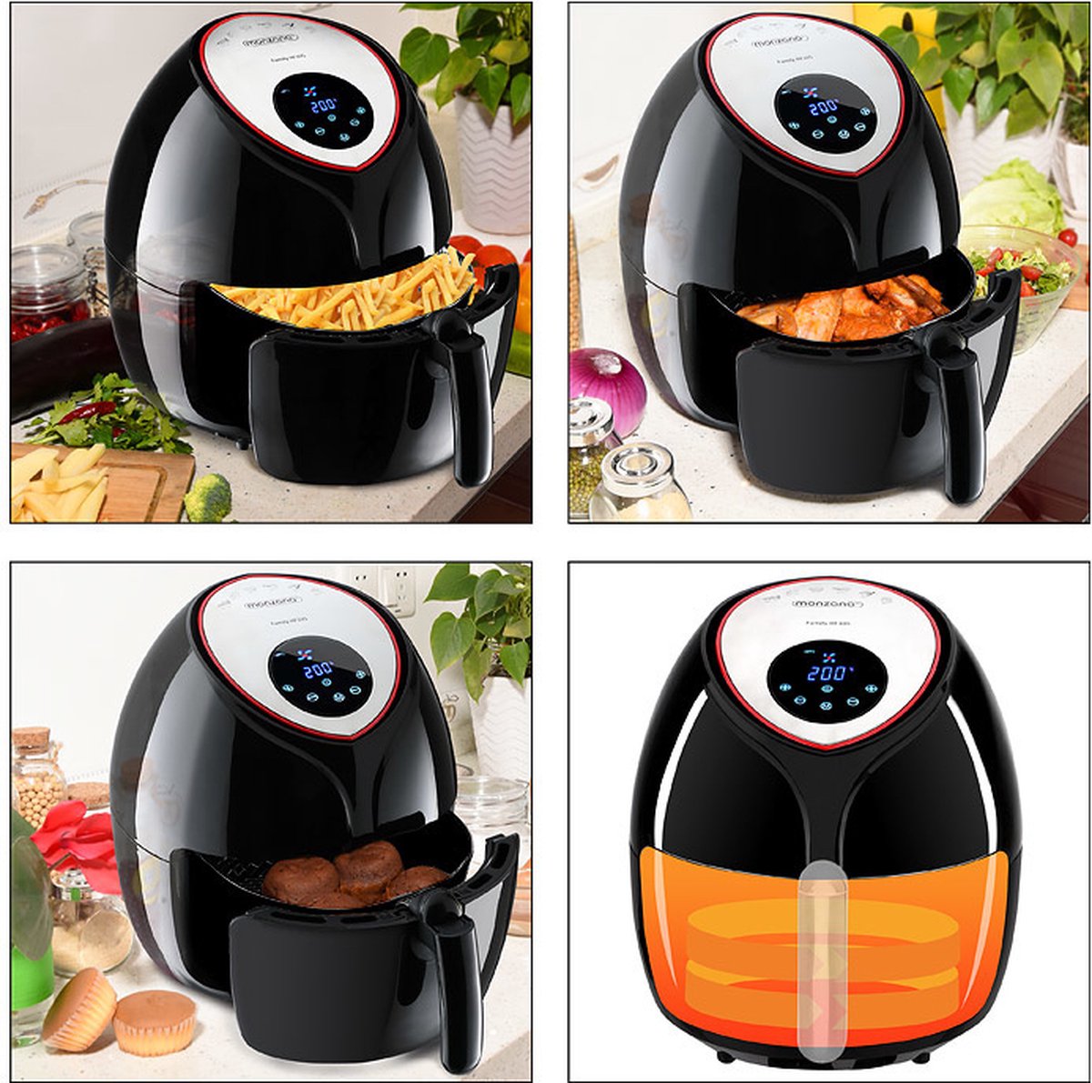Monzana Heteluchtfriteuse 6,5L Zwart