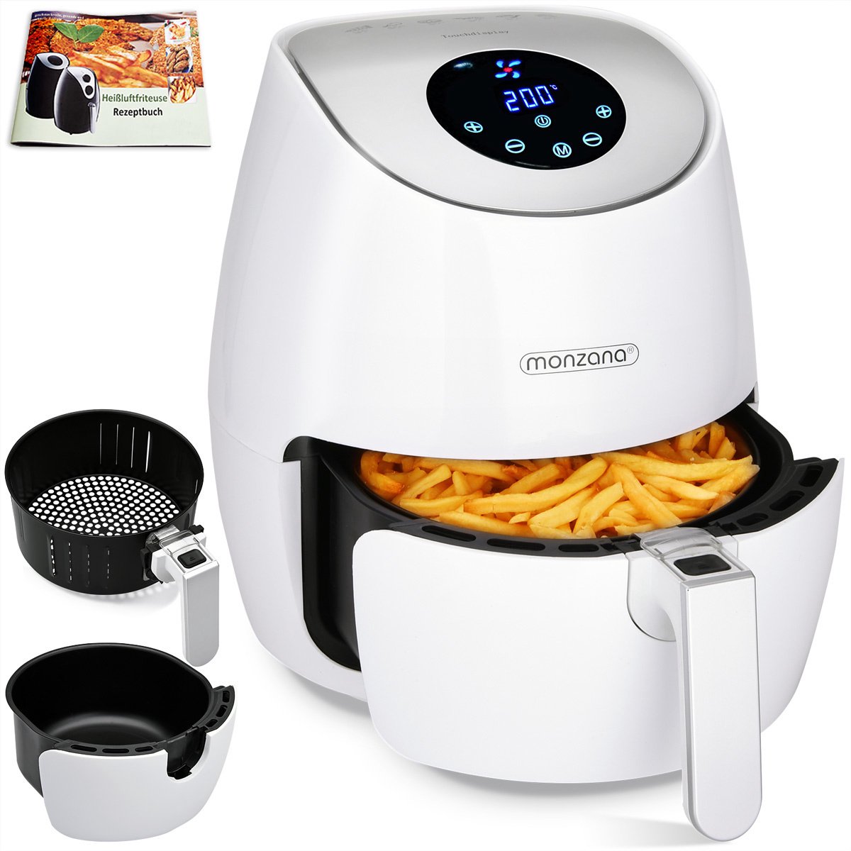 Monzana Heteluchtfriteuse Digitaal 3,6 L Wit