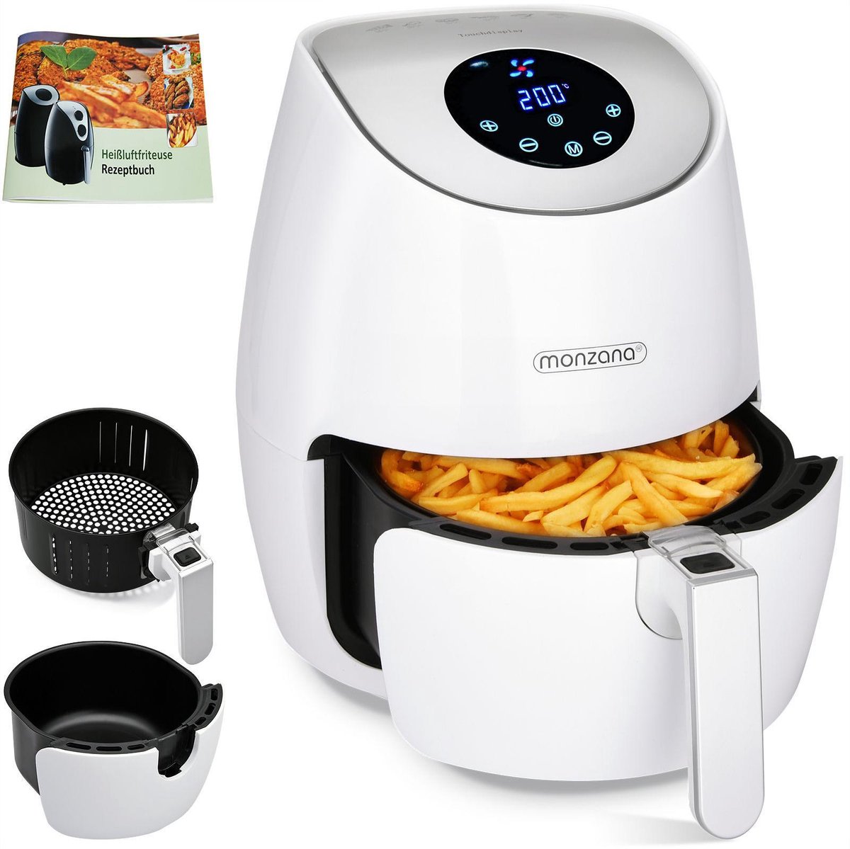 Monzana Heteluchtfriteuse Digitaal 3,6 L Wit