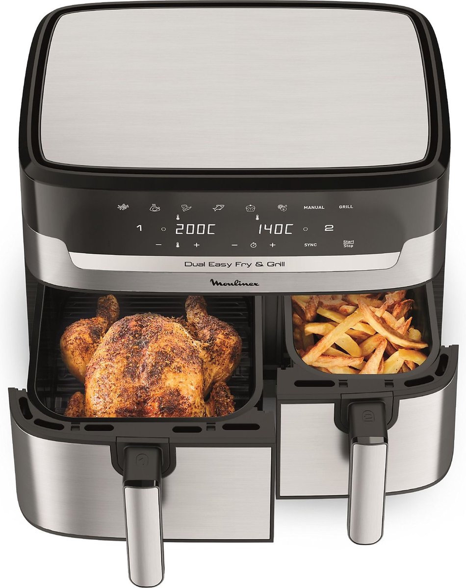 Moulinex Dual Easy Fry & Grill EZ905D20 Airfryer 8,3L RVS