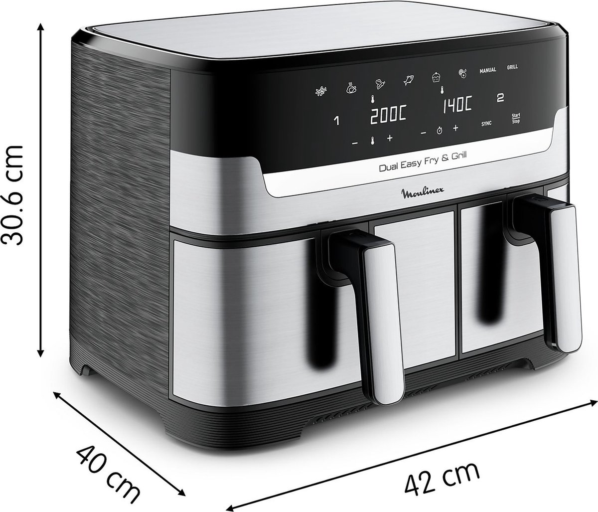 Moulinex Dual Easy Fry & Grill EZ905D20 Airfryer 8,3L RVS