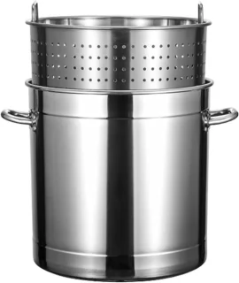 Multicooker soeppan met zeefmandje roestvrij staal 30x30cm zilver