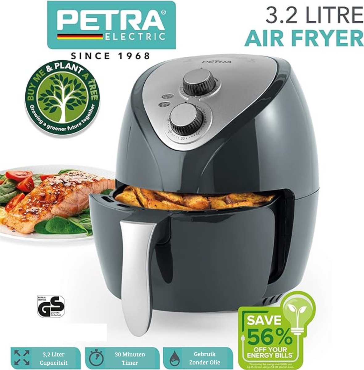 Multifunctionele Airfryer 3,2L 1300W Zwart