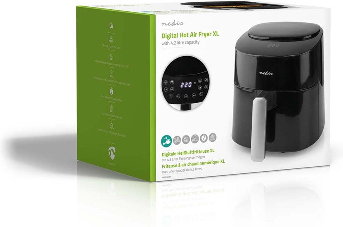 Nedis Airfryer XL 4,2L Digitaal Zwart