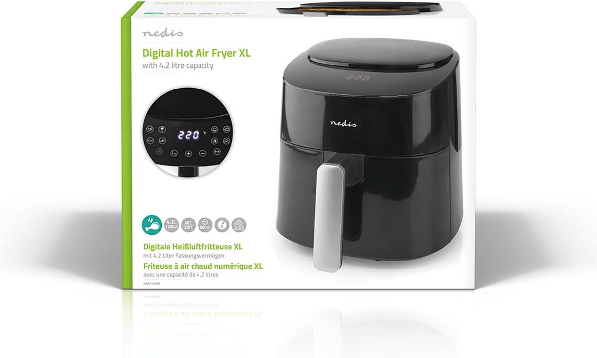 Nedis Airfryer XL 4,2L Digitaal Zwart