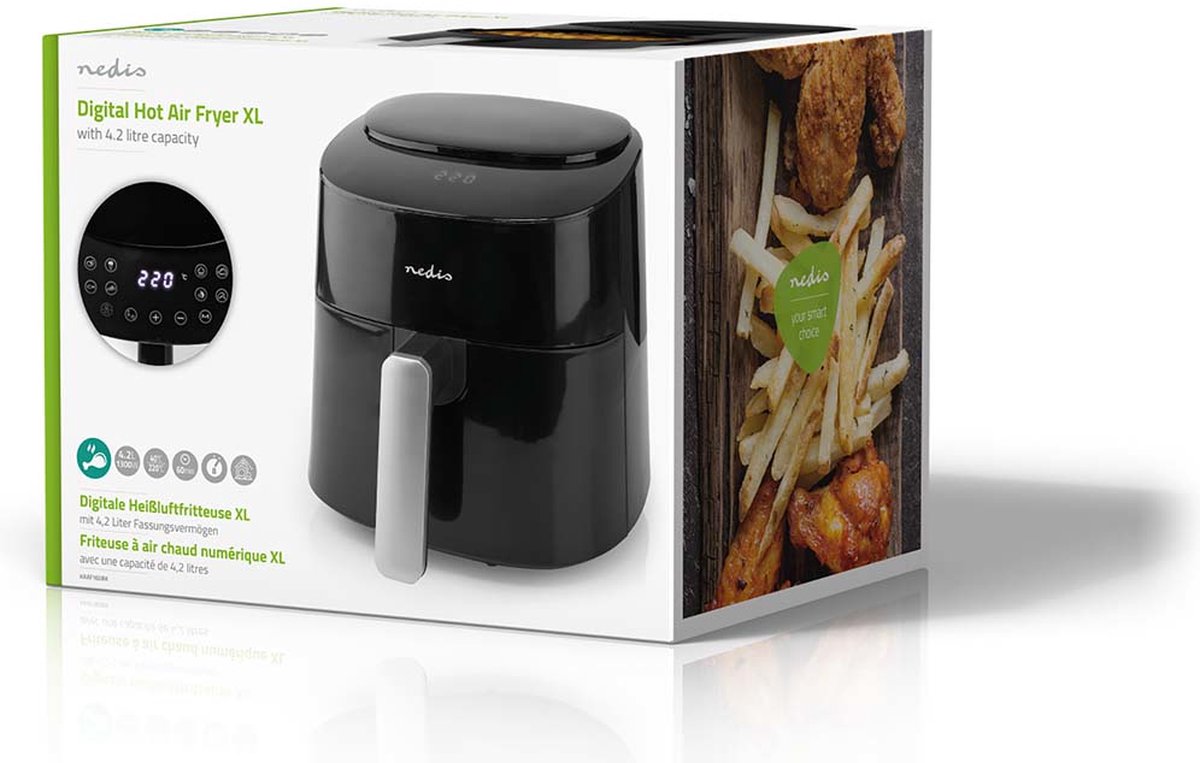 Nedis Airfryer XL 4,2L Digitaal Zwart