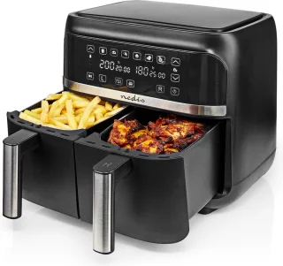 Nedis Dubbele Heteluchtfriteuse 2x3.8L Zwart