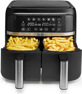 Nedis Dubbele Heteluchtfriteuse 2x3.8L Zwart