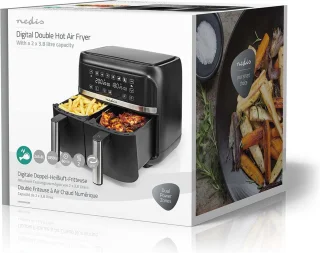 Nedis Dubbele Heteluchtfriteuse 2x3.8L Zwart