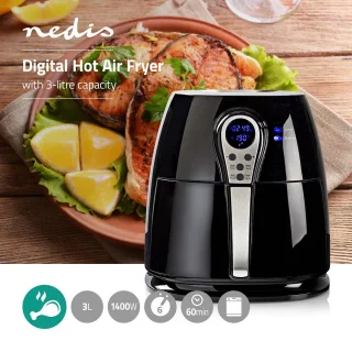 Nedis Heteluchtfriteuse 3L Digitaal Zwart