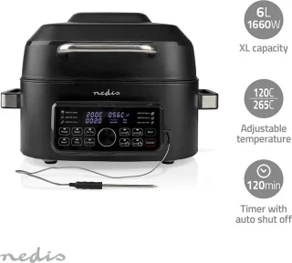 Nedis Heteluchtfriteuse Digi 6L Zwart
