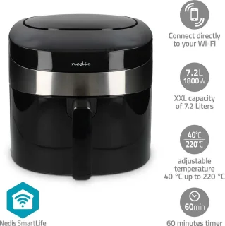 Nedis SmartLife Heteluchtfriteuse 7,2 l zwart Wi-Fi