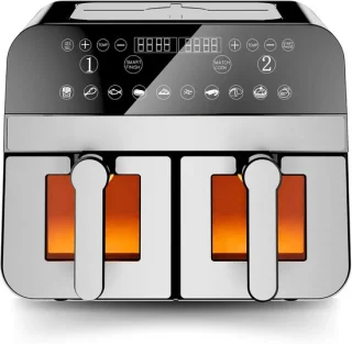 Nest CNAFD45WS digitale heteluchtfriteuse met dubbele mand