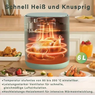 NETTLIFE Airfryer 6L Enkelkorf - Groen