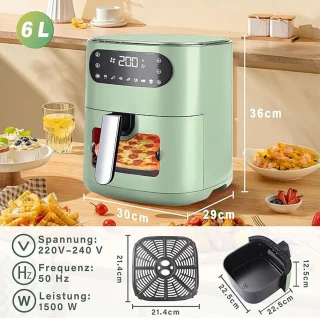 NETTLIFE Airfryer 6L Enkelkorf - Groen