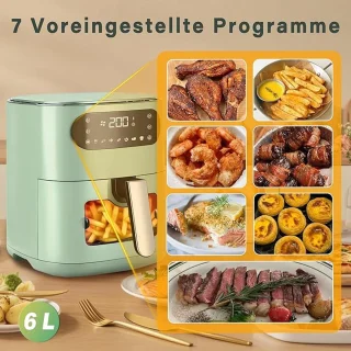 NETTLIFE Airfryer 6L Enkelkorf - Groen
