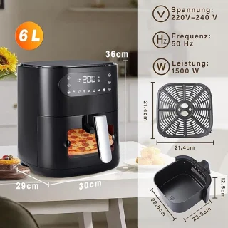 NETTLIFE Airfryer 6L Enkelmand Zwart