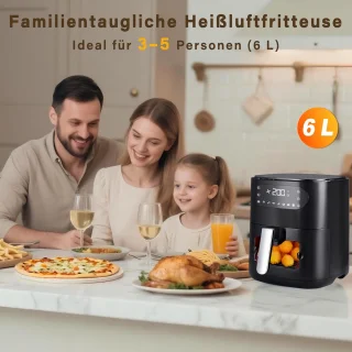 NETTLIFE Airfryer 6L Enkelmand Zwart
