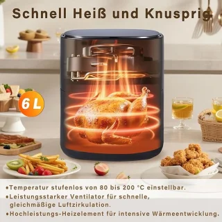 NETTLIFE Airfryer 6L Enkelmand Zwart