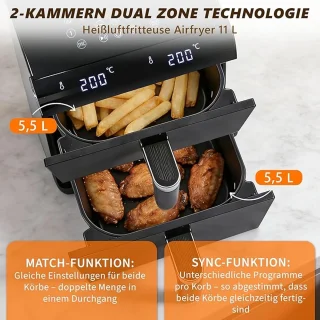NETTLIFE Airfryer Dubbele Kamer 11L