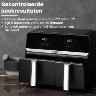 Nexxt Digitale Dubbele Airfryer XXL Zwart 9L
