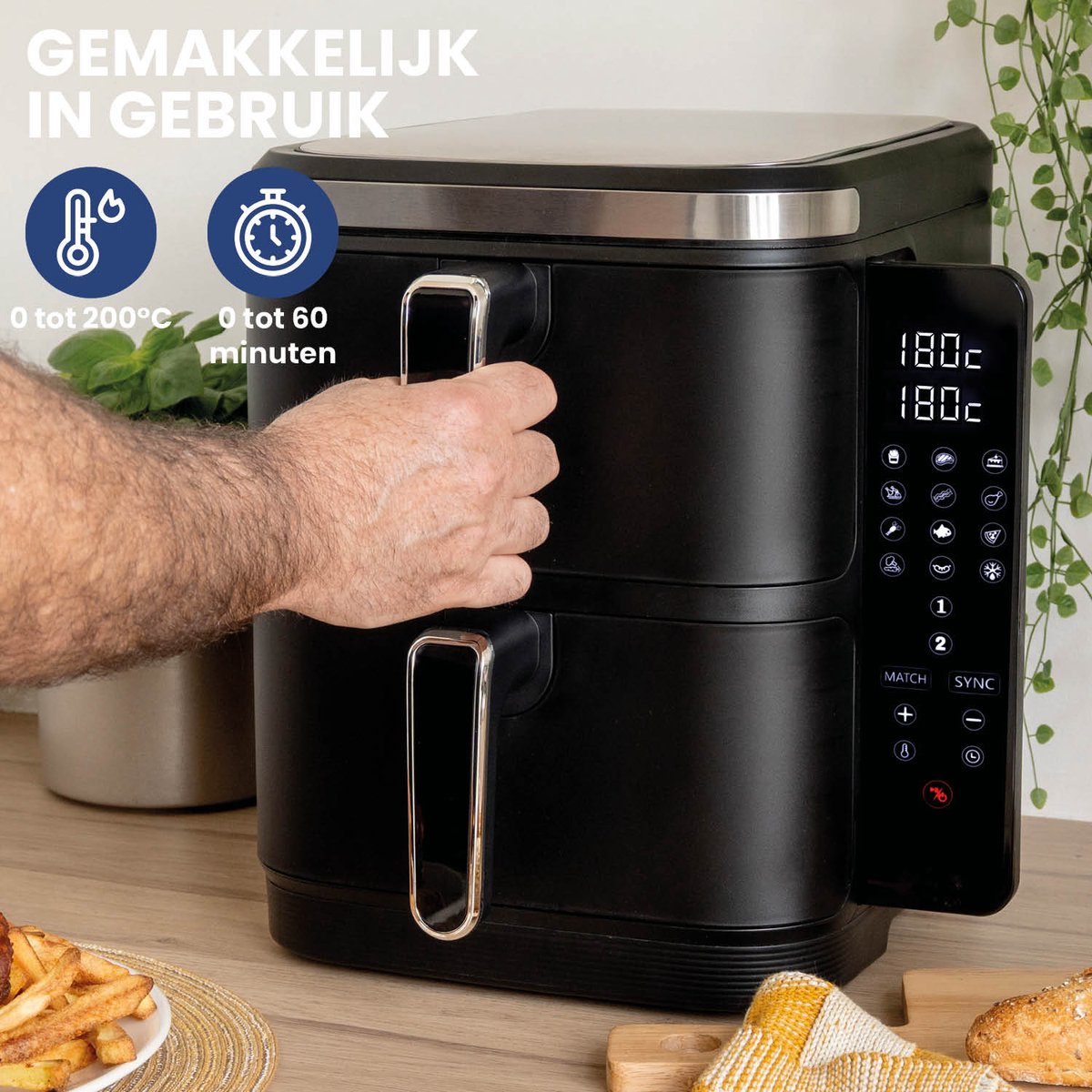 Nexxt Double Stacked Airfryer 11L Zwart