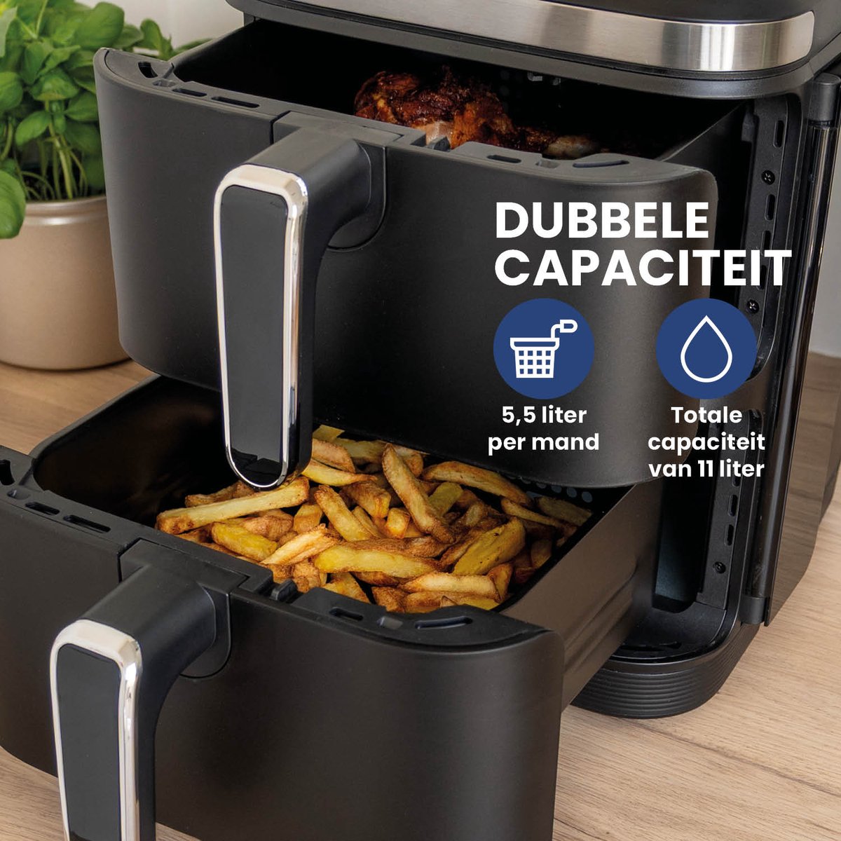 Nexxt Double Stacked Airfryer 11L Zwart