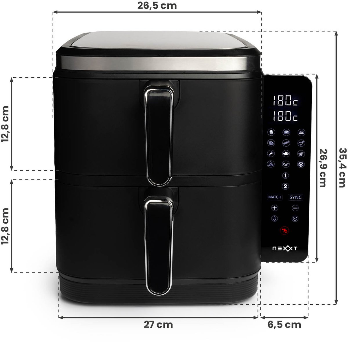 Nexxt Double Stacked Airfryer 11L Zwart