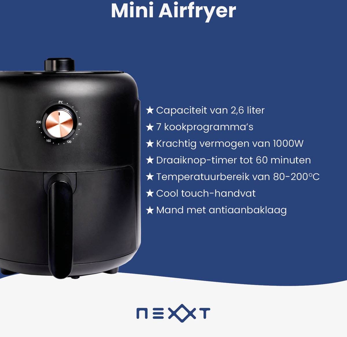 Nexxt Mini Airfryer 2,6L 1000W
